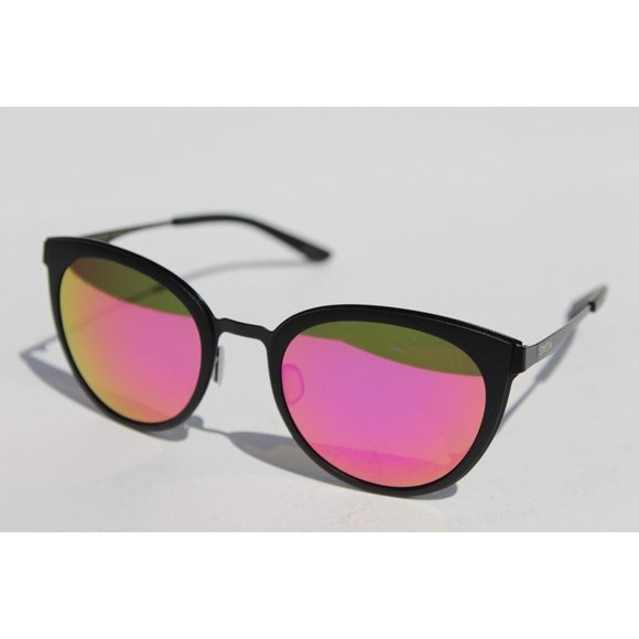 SMITH OPTICS Somerset Sunglasses Matte Black/Pink Mirror Round NEW $139 - Picture 3 of 8